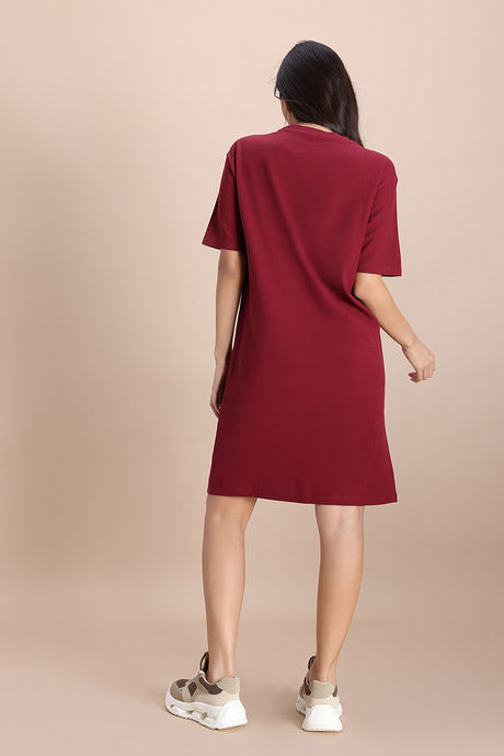 Zivame 2 Mile Fashion Knit Cotton Loungewear Dress - Deep Claret — image 4
